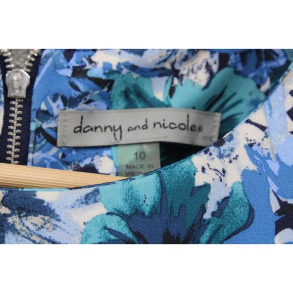 Danny And Nicole A Line Dress Womens Sz 10 Blue Casual Floral Pattern Sleeveless - Picture 4 of 7